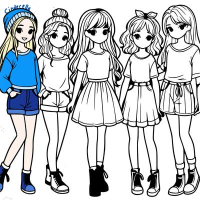 a group of five girls