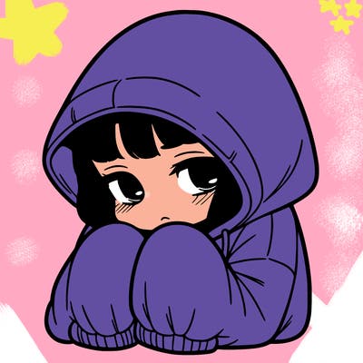 sad girl in oversised hoodie