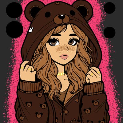 realistic girl in a animal pjs hoodie