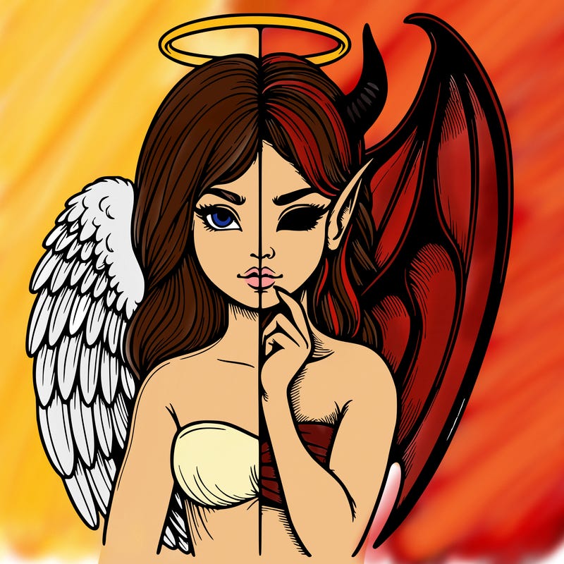 realistic angel half demon