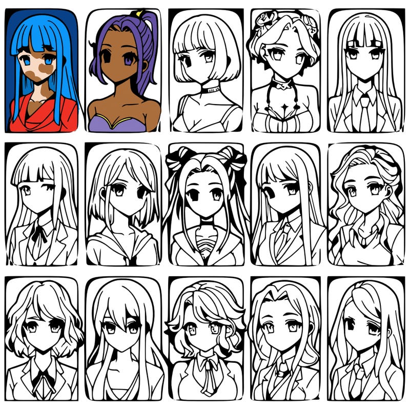 girls that look diffrent anime