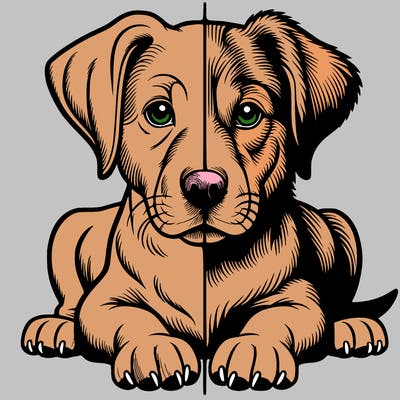 realistic dog split picture