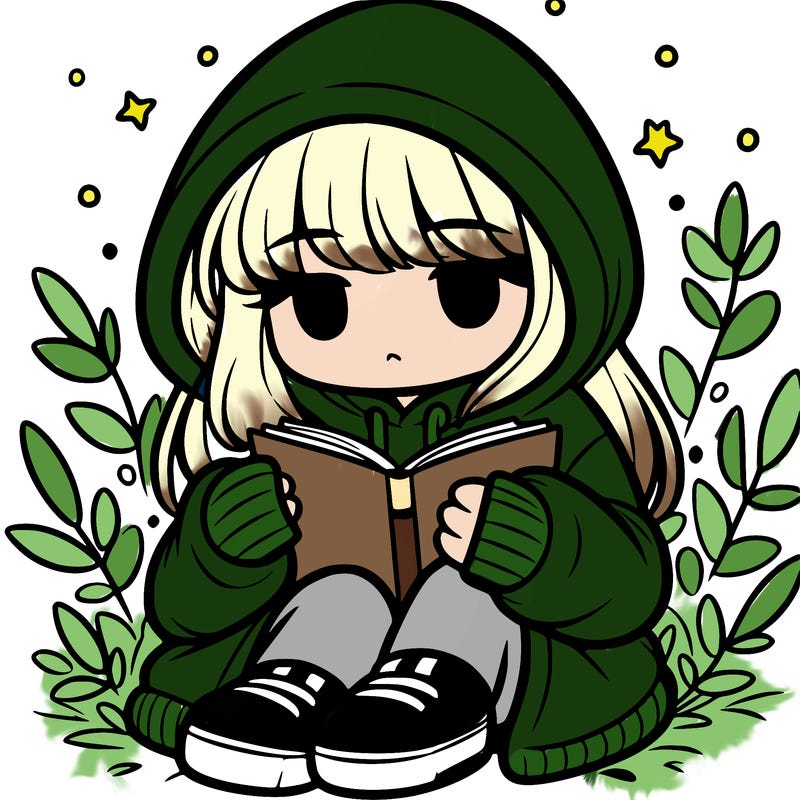 girl in oversized hoodie reading a book