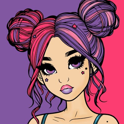 realistic girl with space buns