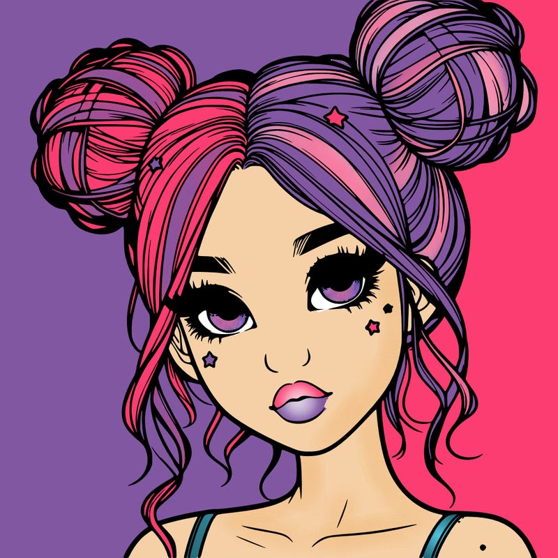realistic girl with space buns