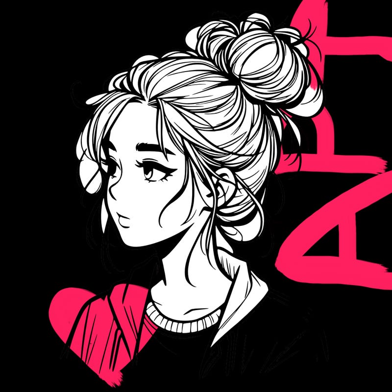 realistic teenage girl with a messy bun