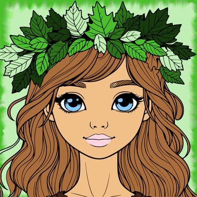 realistic girl with fall leaf crown