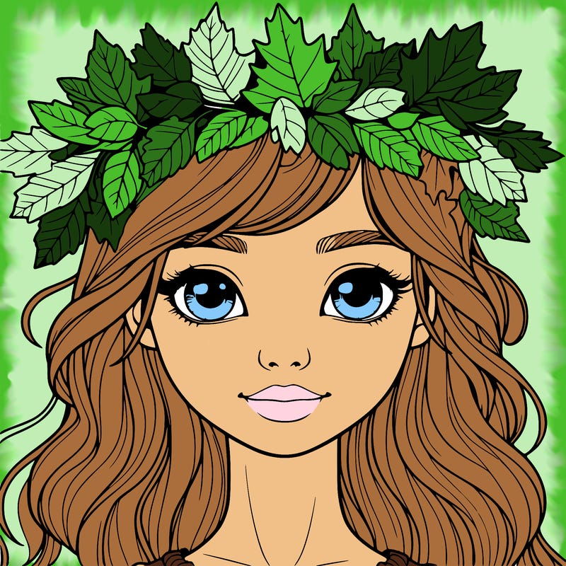 realistic girl with fall leaf crown