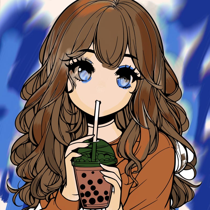realistic girl drink a boba