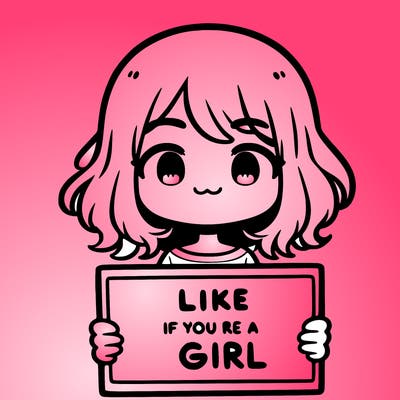 a cute girl holding a sign that says like if you’re a girl