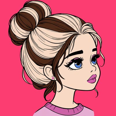 realistic girl with bun