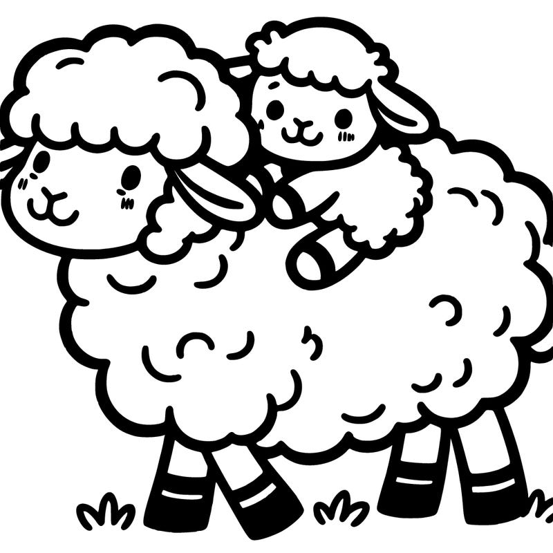 sheep with a baby on itback
