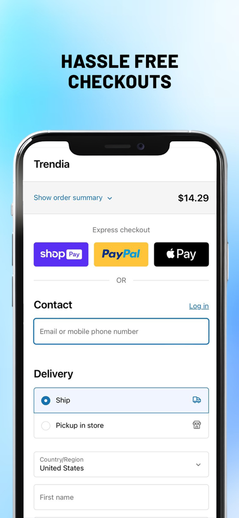Trendia - Online Shopping App - Pantalla de pago de la aplicación Trendia con opciones de pago exprés y detalles de envío para compras de moda india