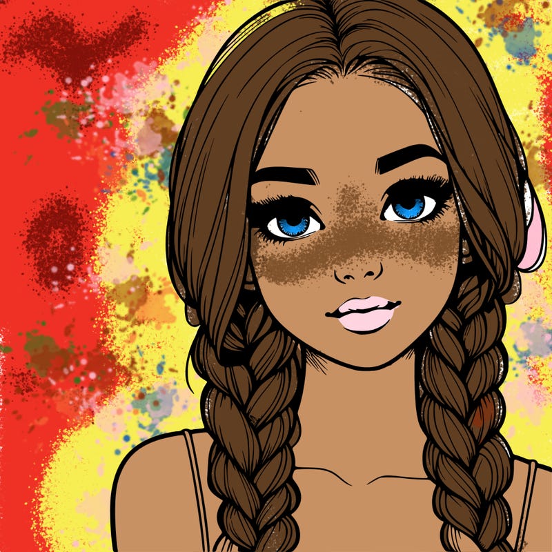 realistic girl with braids