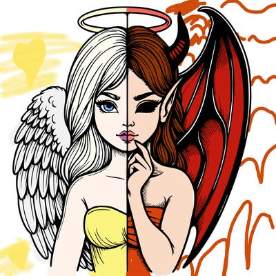 realistic angel half demon