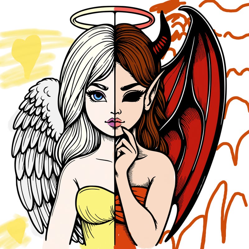 realistic angel half demon