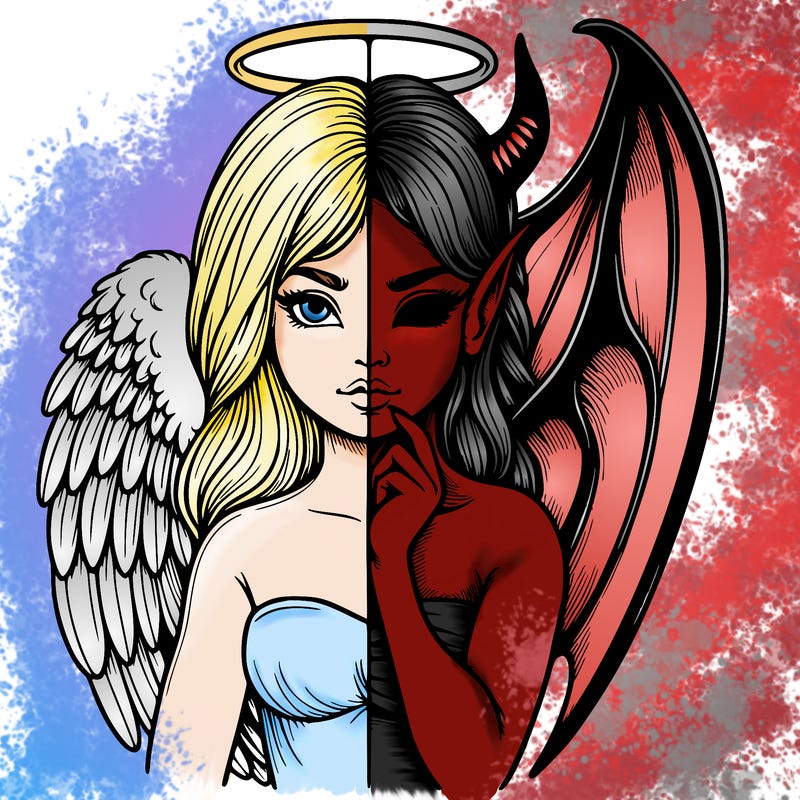 realistic angel half demon