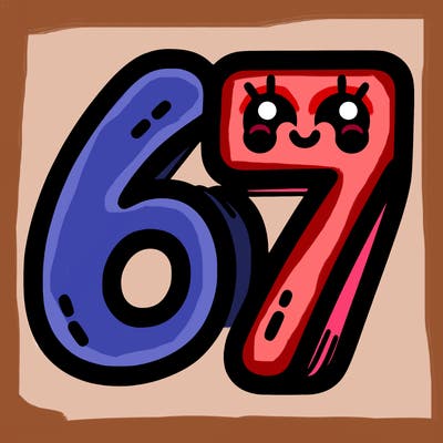 the numbers 67
