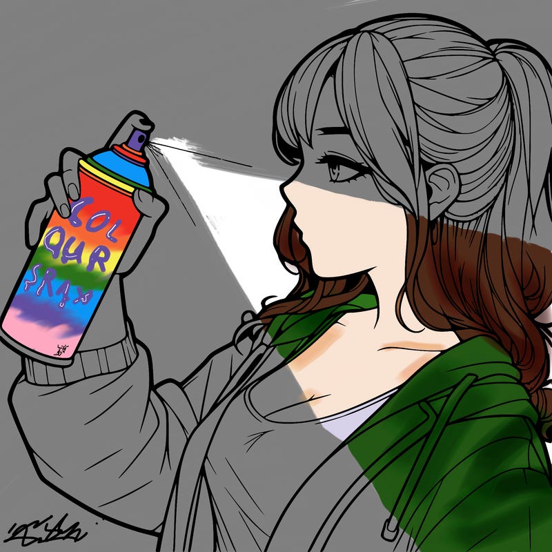 a realistic girl spray, painting