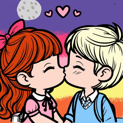 boy and girl kissing