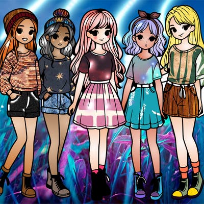 a group of five girls