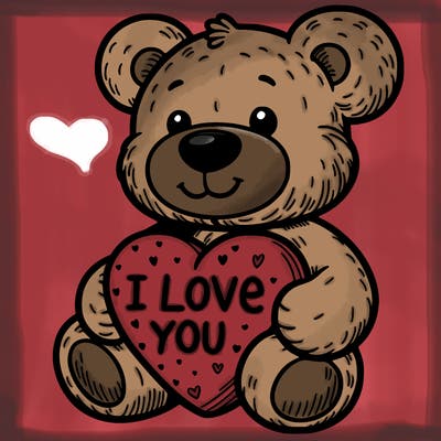 teddy bear holding an i love you heart