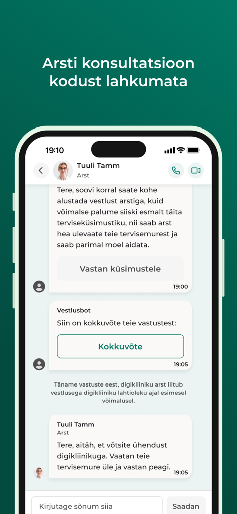 Meliva Digikliinik - Chat interface of Meliva Digikliinik app showing a consultation with a doctor