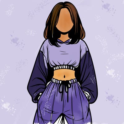 realistic girl faceless with baggy pants and a crop top