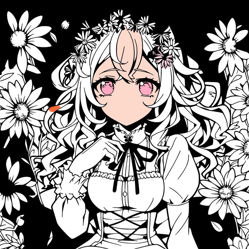 anime girl surrounded by flowers