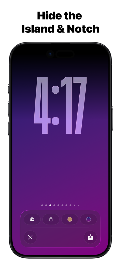 Custom Notch & Dynamic Island - iPhone screen with custom purple wallpaper designed to hide the Dynamic Island and Notch
