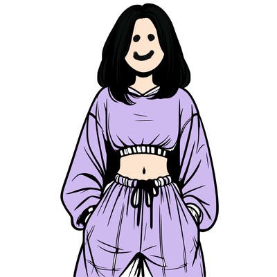 realistic girl faceless with baggy pants and a crop top