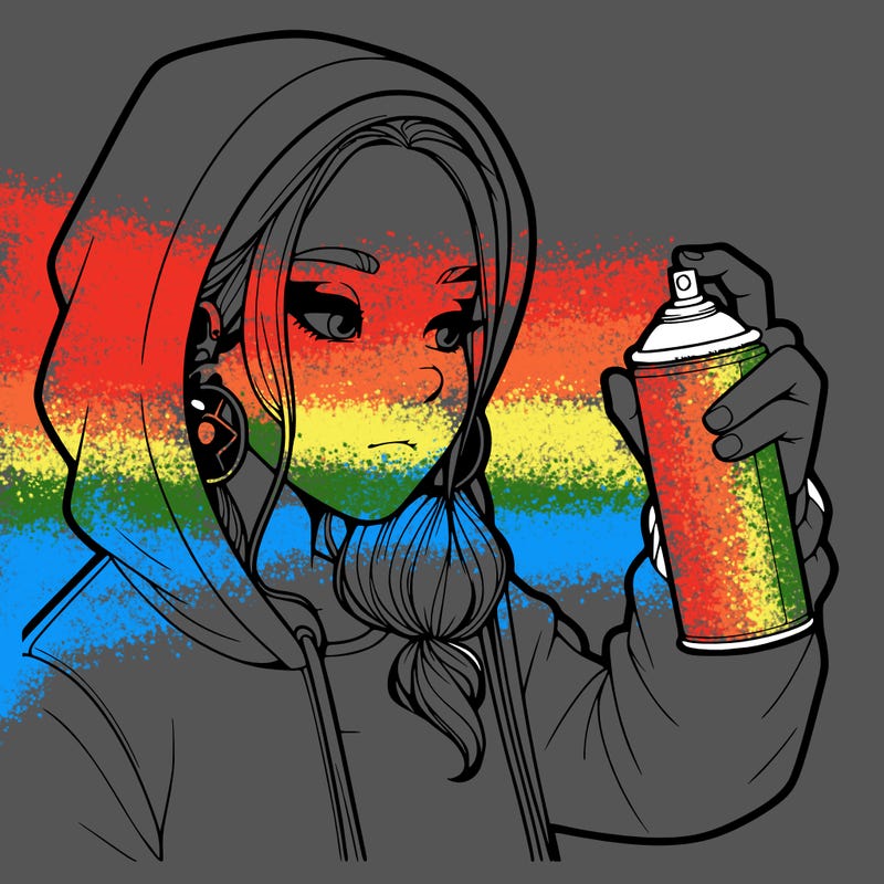 a realistic girl, spray painting