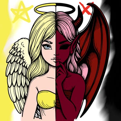 realistic angel half demon