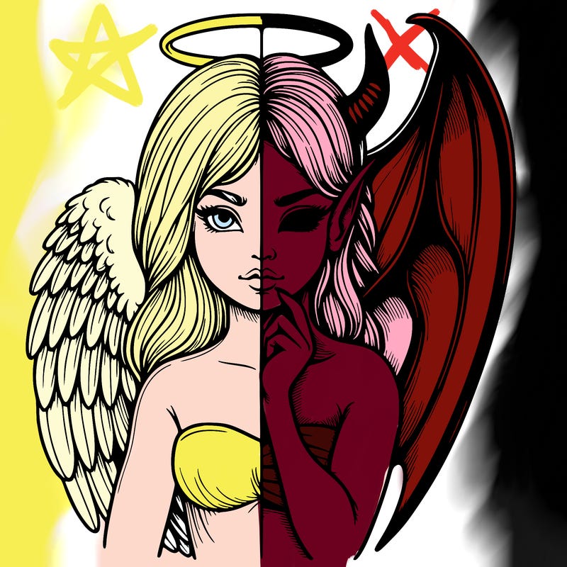 realistic angel half demon