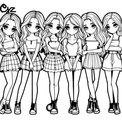 a group of girls realistic