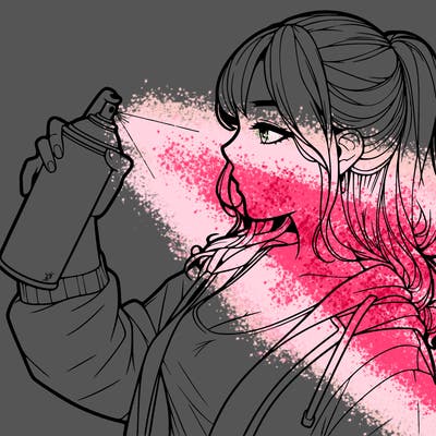 a realistic girl spray, painting