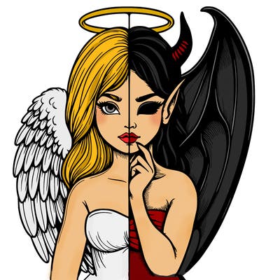 realistic angel half demon