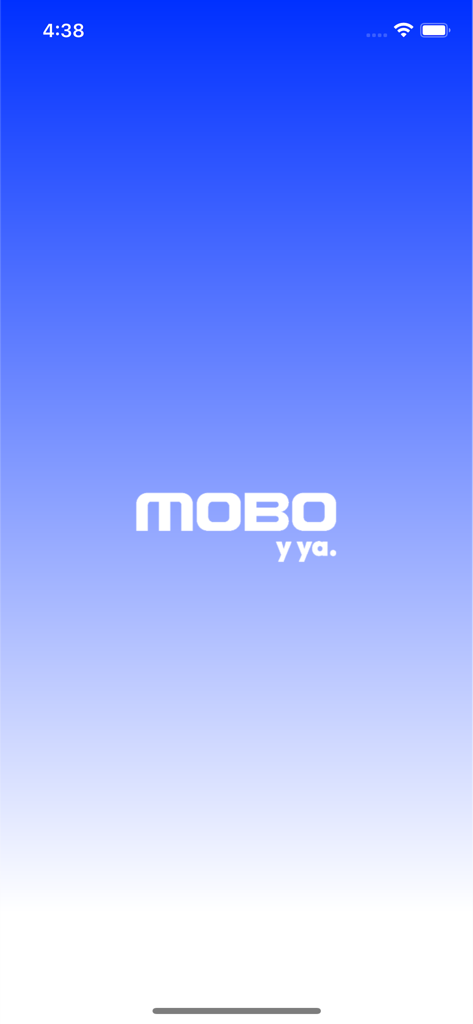 MOBO SMART - Pantalla de presentación de la aplicación MOBO SMART con el logo sobre un fondo degradado azul
