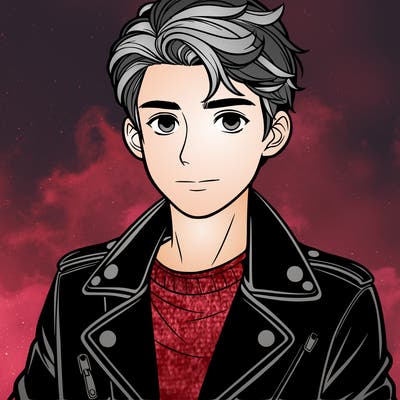 teen boy in leather jacket