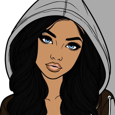 realistic beautiful girl with a hood on