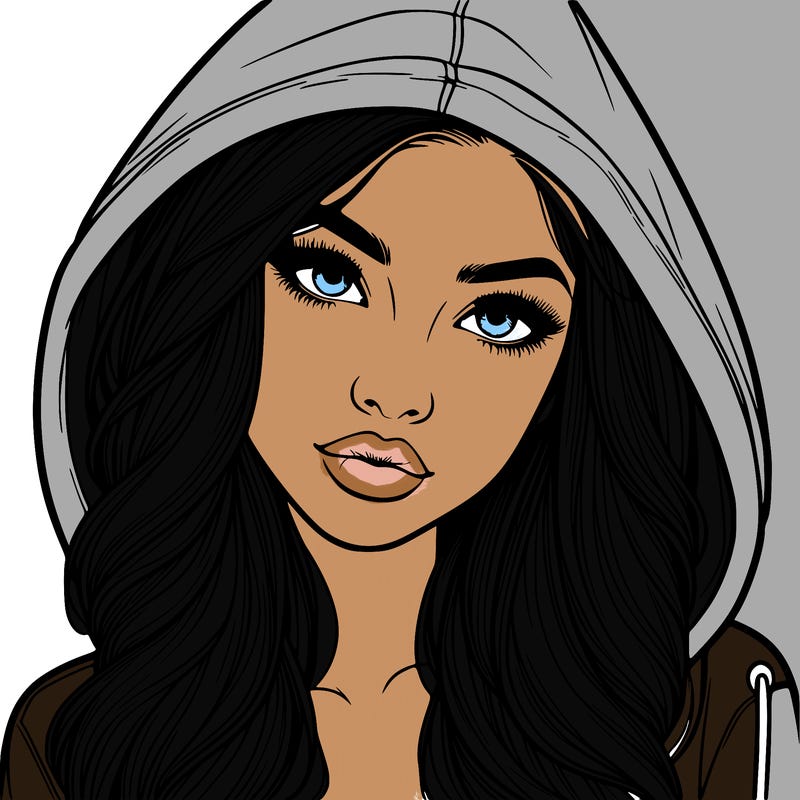 realistic beautiful girl with a hood on