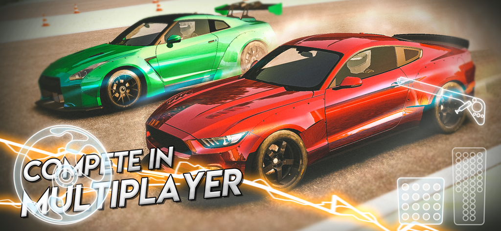 Drift legends - Dois carros esportivos fazendo drift lado a lado no modo multijogador do Drift Legends