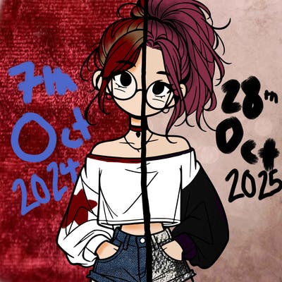 girl with a messy ponytail glasses a baggy crop top and jean shorts