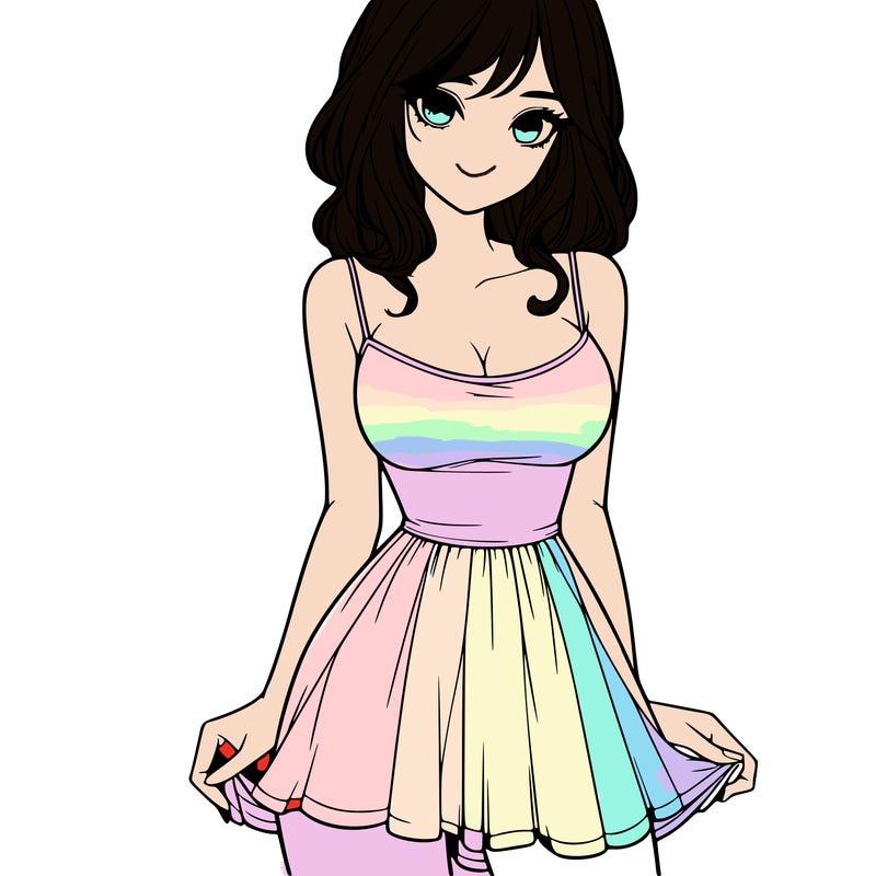 realistic girl in short dress