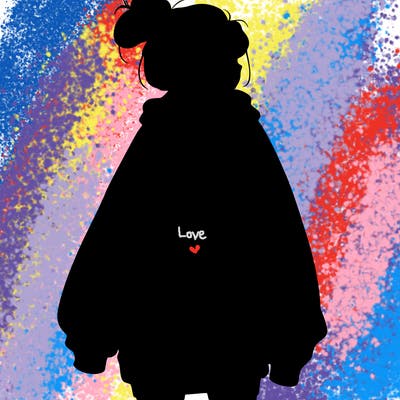 realistic girl with a oversized sweatshirt on and a bun