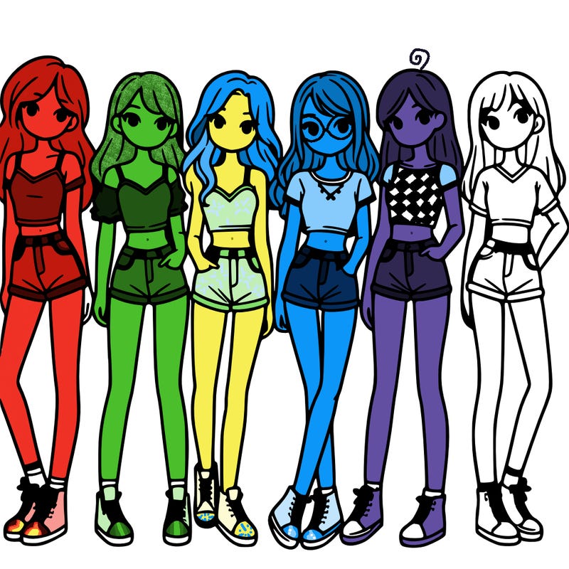 a group of girls wearing crop tops and shorts