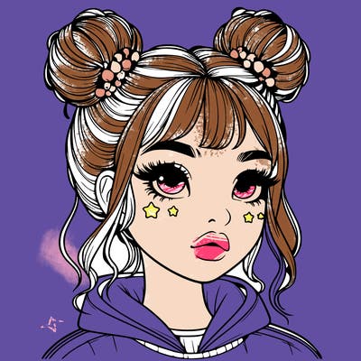 realistic girl with space buns