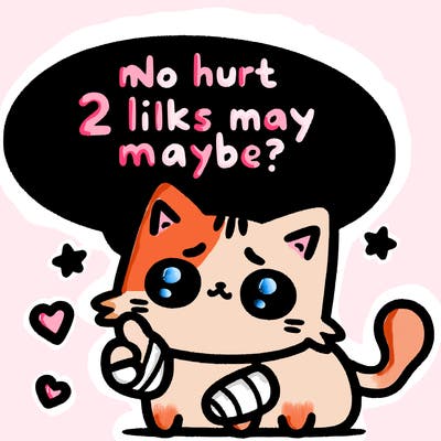 cute cat thats been hurt saiying 2 likes maybe