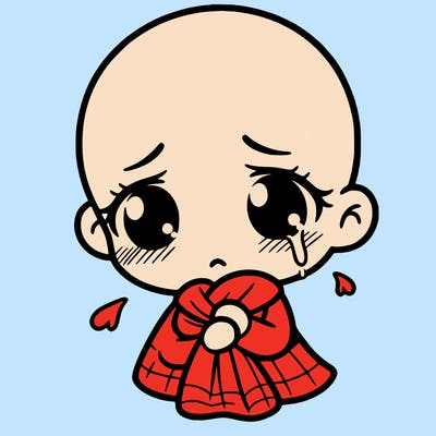 bald girl sick sad
