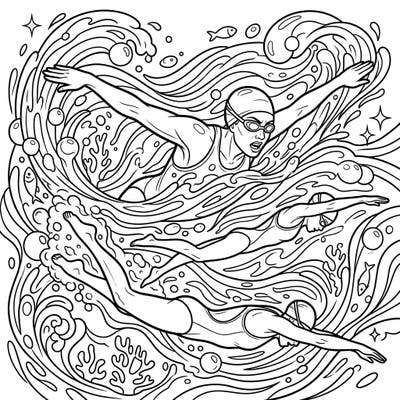 Immerse yourself in the thrilling world of competitive swimming with this dynamic coloring page featuring breaststroke swimmers. Capture the powerful motion and vibrant energy of the water with your favorite colors.